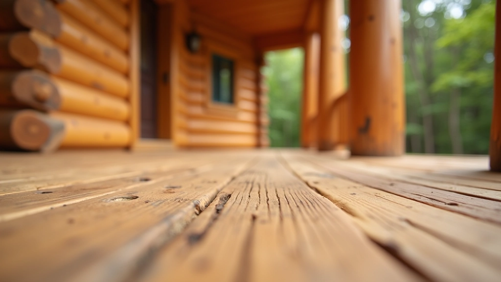 Wooden porch structure with visible wood grain and weathering