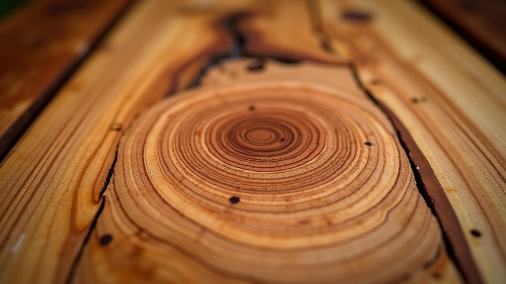 Macro photography of wood grain showing annual rings and cellular structure with detailed texture and natural color gradients
